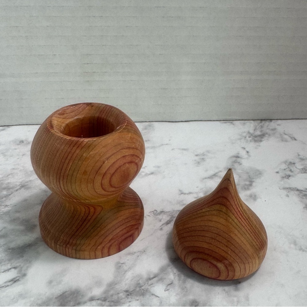 Vintage Handmade Wooden Jar Cup With Lid, India Spice Urn, Sindoor/KumKum Box